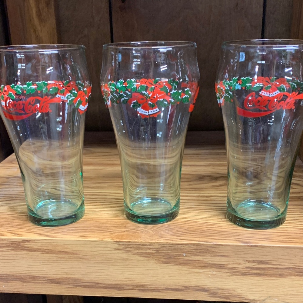 Coca-Cola Festive Glass Trio with Red and Green Accents